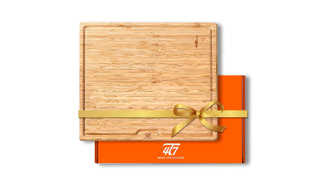  4T7 Bamboo Cutting Board for Kitchen, Chopping Board with Juice  Groove and Handles, Charcuterie Board, Reversible for Meal Prep and Serving  for Meat Veggies Cheese, Best Gift, Pre-Oiled 13 x 11