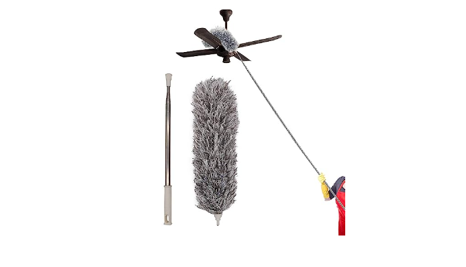 Ceiling Fan Duster with Extension Pole, Cobweb & Corner Brush