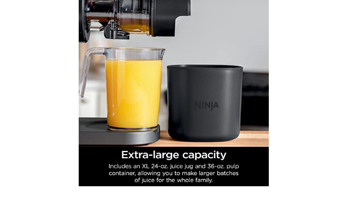  Ninja JC151 NeverClog Cold Press Juicer, Powerful Slow Juicer  with Total Pulp Control, Countertop, Electric, 2 Pulp Functions, Dishwasher  Safe, 2nd Generation, Charcoal: Home & Kitchen