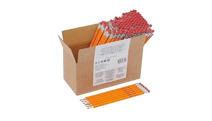 Basics Woodcased #2 Pencils, Pre-sharpened, HB Lead Bulk Box, 150  Count, Yellow