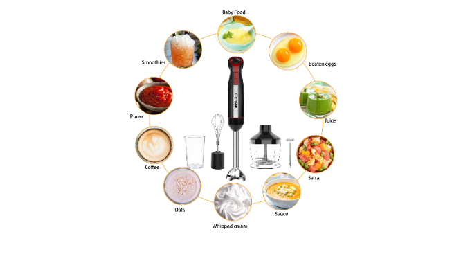 LINKChef Immersion Blender 800W 8 Speed Scratch Resistance Immersion Blender