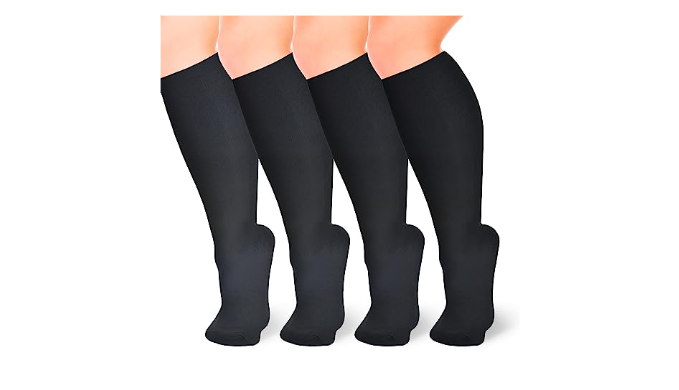 WHOTAY Plus Size Compression Socks Wide Calf for Women 20-30mmhg