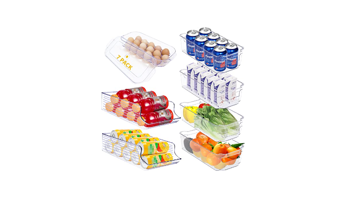 Plastic Refrigerator Organizer Bins, 7 Packs Refrigerator Organizer Bins 2  Large&4 Medium Food Storage Bins and 1 Egg Holder for Freezer, Kitchen  Cabinet, Pantry Organization and Storage, BPA Free - Yahoo Shopping