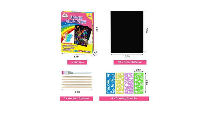 Lowest Price: ZMLM Scratch Paper Art Set, 60 Pcs Rainbow Magic Scratch  Paper