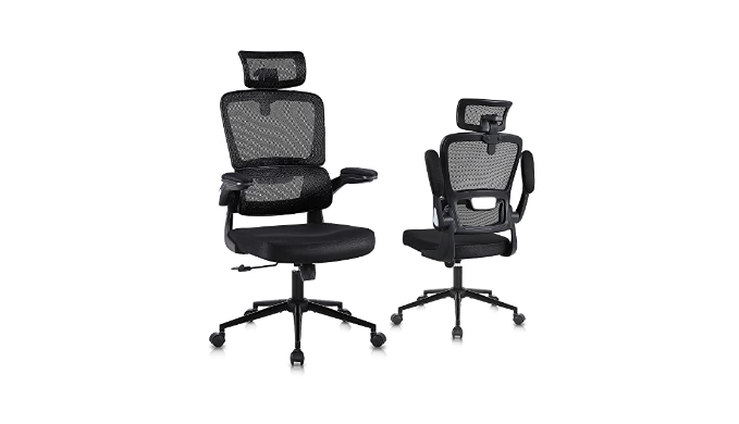 Flysky Ergonomic Office Desk Chair Breathable Mesh Swivel Computer Chair,  Lumbar Back Support Task Chair, Office Chairs with Wheels and Flip-up