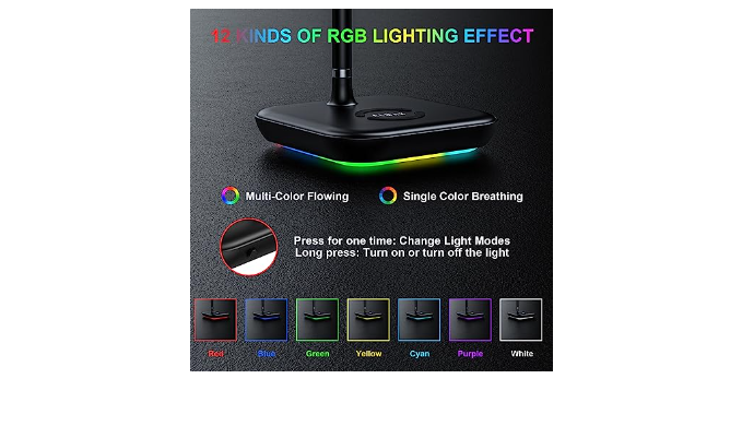 ALMAH RGB Gaming Headphone Headset Stand for Desk, PC Gaming