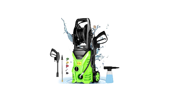 3000PSI Electric Pressure Washer 2.0 GPM Portable High Power Washer with 5  Nozzles and Hose Reel