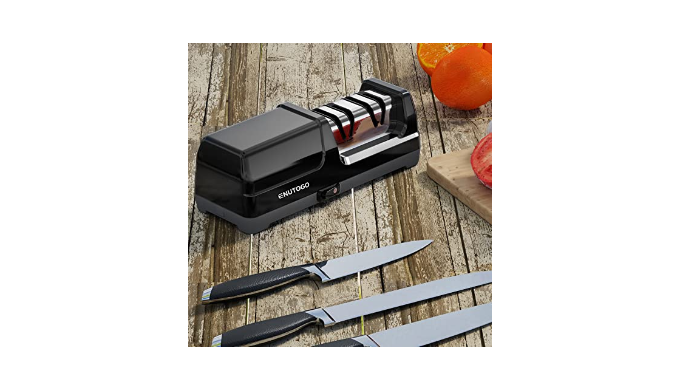  Enutogo Electric Knife Sharpener, Professional 2-Stages Knife  Sharpeners with Diamond Abrasives for 20-Degree Straight Edge, Knife  Sharpener for Kitchen Knives with Sharpening and Polishing, Black: Home &  Kitchen