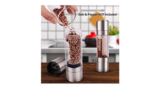 Pepper and Salt Grinder 2 in 1 Stainless Steel Manual Salt Pepper