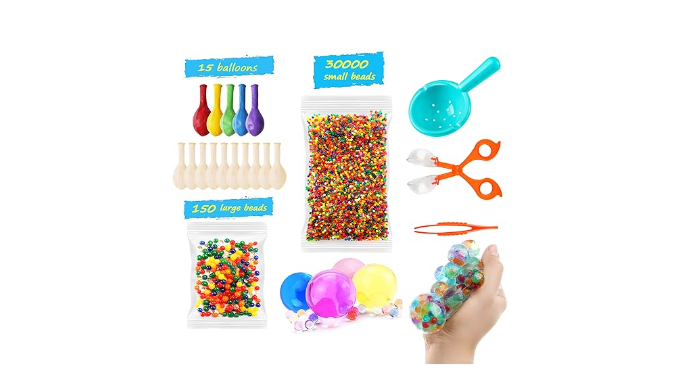 30000 Small and 150 Jumbo Water Beads Pack with Balloons | Sensory Play and  Home Decoration Kit