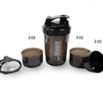 Greneric Protein Shaker Bottle - Sports Water Bottle - Non Slip 3 Layer  Twist off 3oz Cups with Pill Tray - Leak Proof Shake Bottle Mixer- Protein  Powder 16 oz Shake Cup