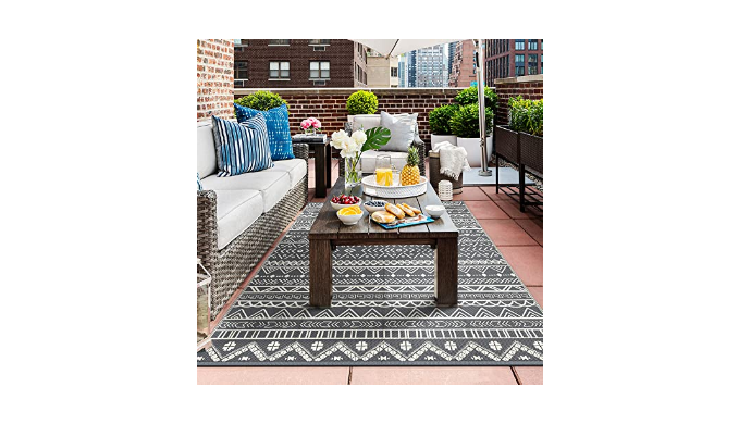 MCOW Patio Outdoor Rug Reversible Area Rugs Clearance Waterproof