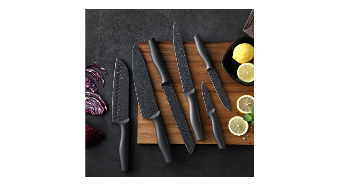 Marco Almond Kitchen Knife Set, KYA39 12-Piece Chef Knife Sets, 6 Knives  with 6 Blade Guards, Stainless Steel Knives Set for Kitchen with Covers