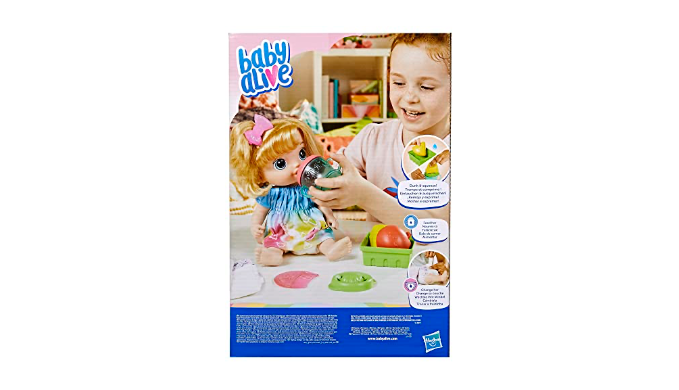 Baby Alive Fruity Sips Doll, Apple, Pretend Juicer Baby Doll Set, Kids 3  and Up, Blonde Hair - Baby Alive