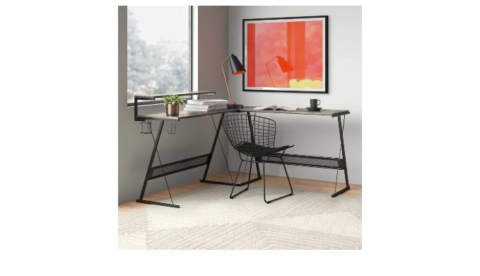 Bestier 55 inch L-Shaped Gaming Computer Desk with Monitor Stand Home  Office Corner Desk Grey