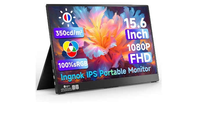 Portable Monitor 15.6 Inch FHD Ingnok A+Screen 100%sRGB IPS Laptop