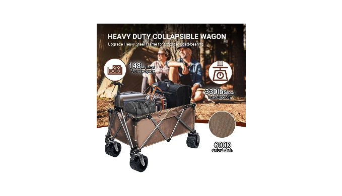 IKARE Heavy Duty Folding Wagon Cart with 330lbs Large Capacity