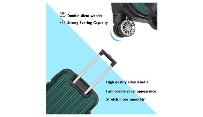 Zimtown 3-Piece Nested Spinner Suitcase Luggage Set with TSA Lock, Dark  Green 