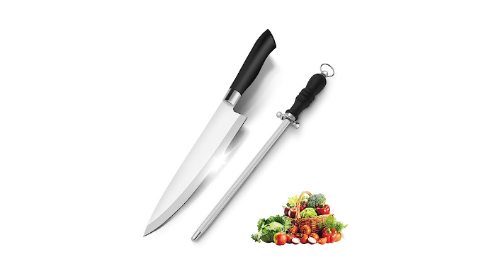 BEWOS 8-Inch Chef Knife, Professional Kitchen Knife with Knife Sharpener, Ultra  Sharp Chef Knife Set, Stainless Steel Chef's Knife for Kitchen, Cooking  Knife with Ergonomic Handle & Dishwasher Safe - Coupon Codes