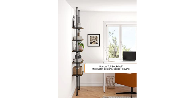 ALLZONE Bathroom Organizer, Over The Toilet Storage, 4-Tier Adjustable Wood  Shelves for Small Rooms, Saver Space Rack, 92 to 116 Inch Tall, Narrow