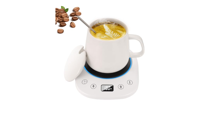 Coffee Mug Warmer with Lid and Spoon