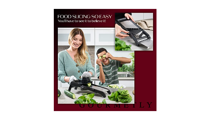 Mandoline Slicer & Waffle Cutter – 6-Setting Stainless Steel Adjustable  Mandoline Slicer for Kitchen Professional & Cut-Resistant Gloves –  Waffle-Cut