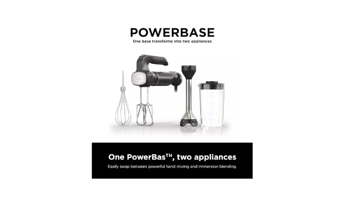  Ninja CI101 Foodi Power Mixer System, 750-Peak-Watt Hand Blender  and Hand Mixer Combo with Whisk and Beaters, 3-Cup Blending Vessel, Black:  Home & Kitchen