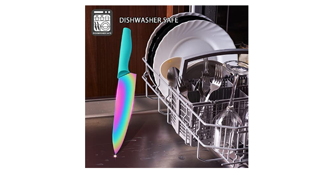 Marco Almond DISHWASHER SAFE Rainbow Titanium Knife Set