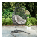 Better homes & gardens lantis patio wicker discount hanging chair with stand and beige cushion