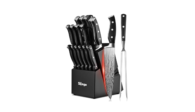 Slege Steak Knife Set of 8, Serrated Stainless Steel Steak Knife