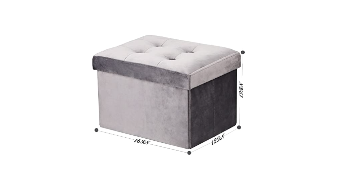 LINMAGCO 16 Small Velvet Ottoman with Storage