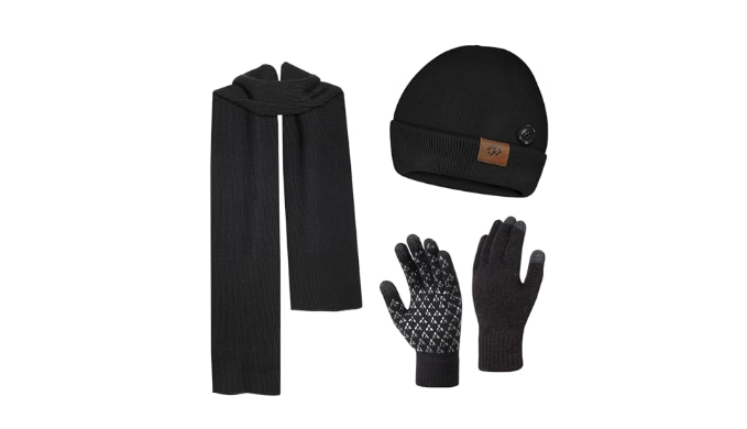 Men Skull Cap With Scarf Bundle