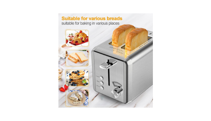 WHALL Toaster 4 Slice Stainless Steel,Toaster-6 Bread Shade