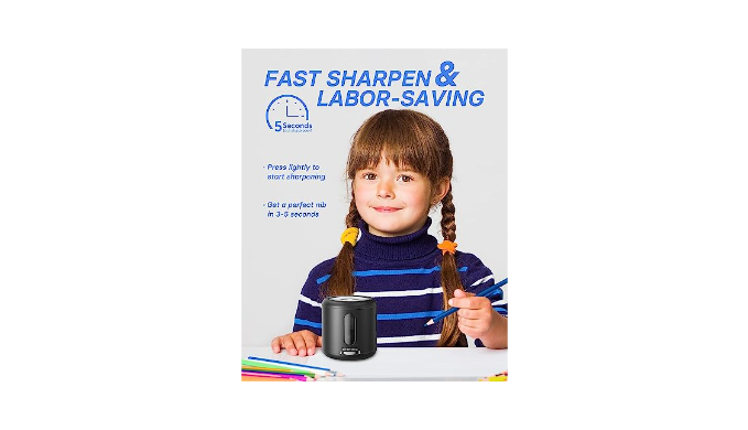 Taskbiiz Electric Pencil Sharpener, Battery/USB Operated Portable Automatic  Pencil Sharpener Kids, 3s Fast Sharpen, Suitable for No.2/Colored