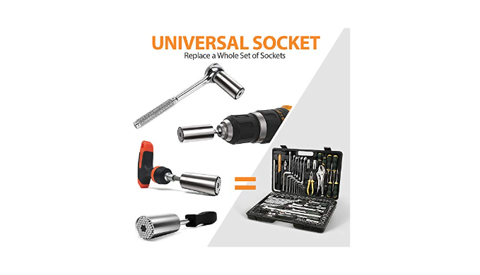 Universal Socket Tools Gifts for Men Dad - 2pcs Socket Set with Power Drill  Adapter Cool Stuff, Super Universal Socket Grip Gadgets for Men, Tool for  Men Women Husband, Stocking Stuffers for