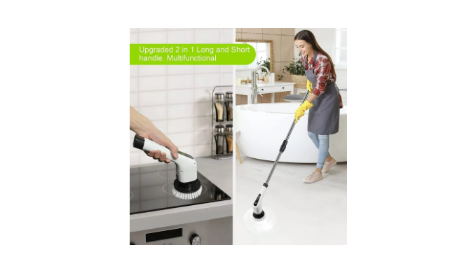 Electric Spin Scrubber, Cordless Bath Tub Power Scrubber with Long Handle &  7 Replaceable Heads, Detachable as Short Handle, Shower Cleaning Brush  Household Tools for Bathroom & Tile Floor 