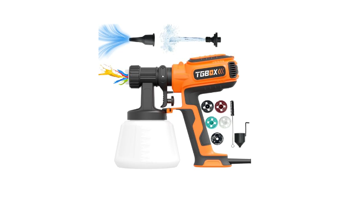 TGBOX Paint Sprayer, 700W HVLP Spray Paint Gun with Cleaning