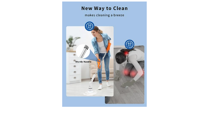 WISHOMEIN Cordless Electric Spin Scrubber: Power Shower Scrubber with Long  Handle for Cleaning Bathroom, Dual Speed Electric Spin Brush, Cleaning