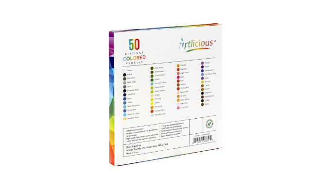 Artlicious Colored Pencils, 50 Colors, Colored Pencils for Kid