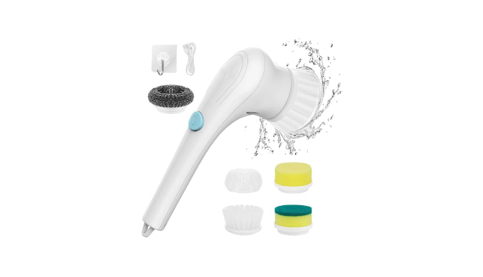 Electric Spin Scrubber Portable Scrub Brush,Cordless Electric Cleaning  Brush Bring 5 Replaceable Brush Heads,Electric Scrubber Handheld Shower