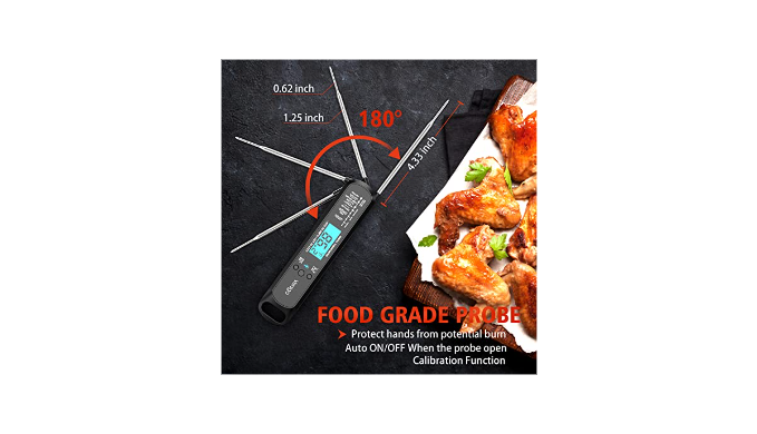 Venigo Digital Meat and Food Thermometer for Cooking and Grilling, Waterproof Instant-Read Cooking Thermometer, Kitchen Probe Thermometer for Baking