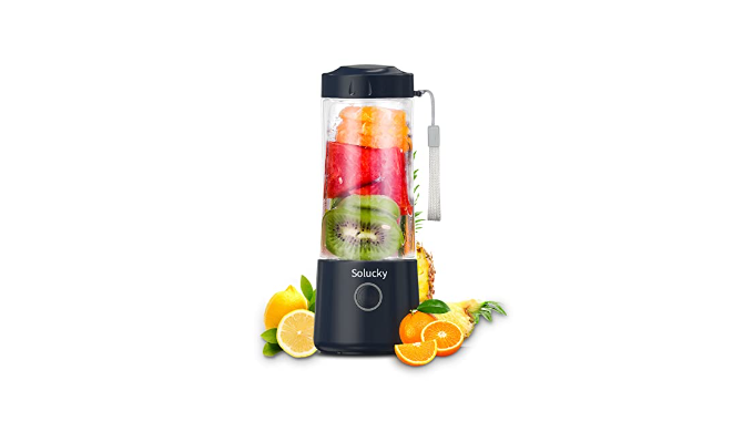 Portable Blender, Solucky Personal Size Blender, 14 oz Mini Juicer Cup,  Household Fruit Mixer, Small Blender for Shakes and Smoothies, USB