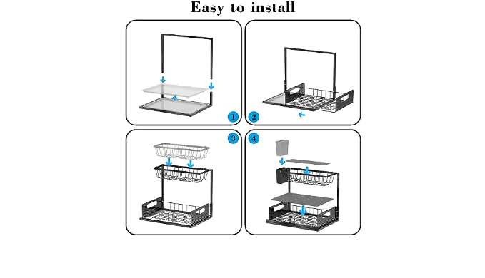 untovei 2 Pack Under Sink Organizer, Metal Pull Out Under the Sink Organizer  Bathroom,2 Tier under kitchen sink organizers and storage with hanging cups,Under  Sink Mat for Bathroom/kitchen/cabinet - Coupon Codes, Promo