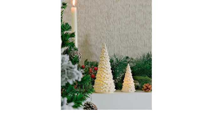 RM ROOMERS Ceramic Christmas Tree Set of 2, Led Porcelain Christmas Tree,  White Ceramic Christmas Trees That Light up for Mantle, Christmas