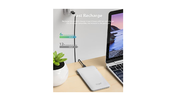 TG90° Portable Charger with Built in Cable, 10000mah Power Bank Type C USB  C Cell Phone Thin Slim Lightweight Travel Tiny Charger Backup Battery Pack