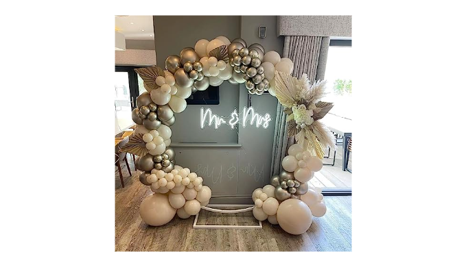 White and Silver Balloon Garland Arch Kit - Metallic White Silver