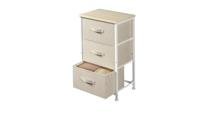 Pipishell 4 Drawer Fabric Dresser Storage Tower, Chest with Wood Top, Organizer