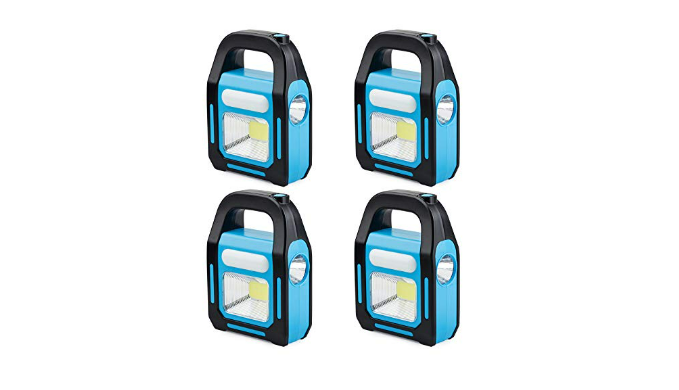 2 Pack Solar USB Rechargeable 3 AA Power Brightest COB LED Camping Lantern  with Magnetic Base, Charging for Android, Waterproof Collapsible Emergency