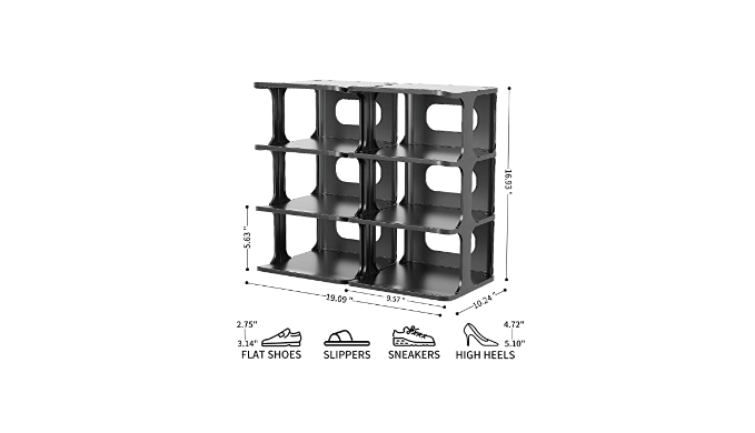 HAIXIN Shoe Racks for Bedroom Plastic Organizer for Closet 8 Tier Shoe  Cubby Free Standing Shelves Cabinet Black Sneaker Storage For Entryway  Vertical