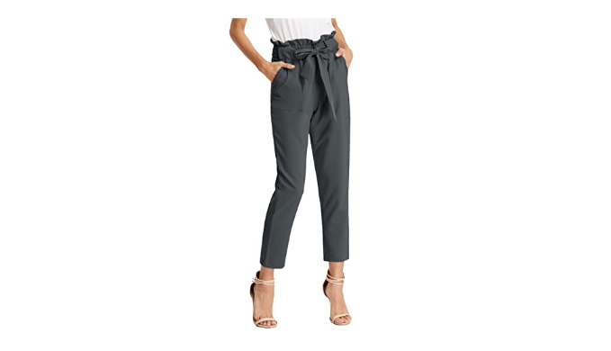 KANCY KOLE Women's Gray Pant Casual High Waist Paperbags Pants with Pocket  for Christmas(Charcoal Gray,M) - Coupon Codes, Promo Codes, Daily Deals,  Save Money Today